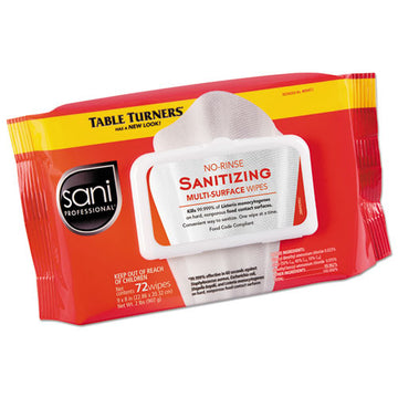 Sani Professional® No-rinse Sanitizing  Multi-surface Wipes, 9" X 8", White, 72 Wipes-pk, 12-carton freeshipping - TVN Wholesale